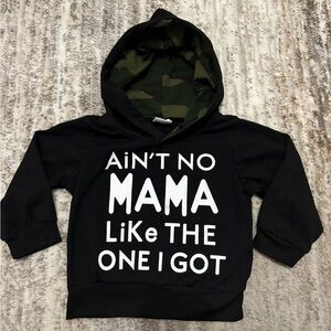 Black Kids Hoodie with White Print (6/12 mo.)